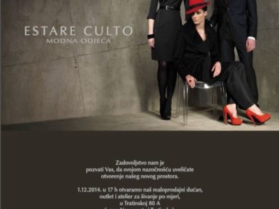 Pozivnica ! Otvorenje novog dućana Estare Culto, 01.12.2014.
